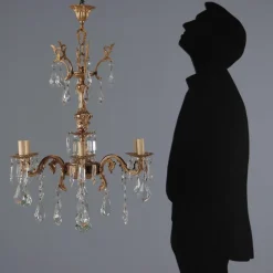 Pamono Bronze and Crystal Chandelier> Glassware