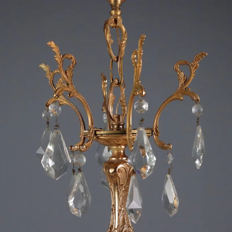 Pamono Bronze and Crystal Chandelier> Glassware