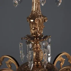 Pamono Bronze and Crystal Chandelier><noscript><img width=