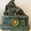 Pamono Bronze and Marble Clock by J. Feuchere for Gauthier, 19th Century> Clocks