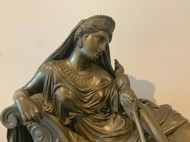 Pamono Bronze and Marble Clock by J. Feuchere for Gauthier, 19th Century> Clocks