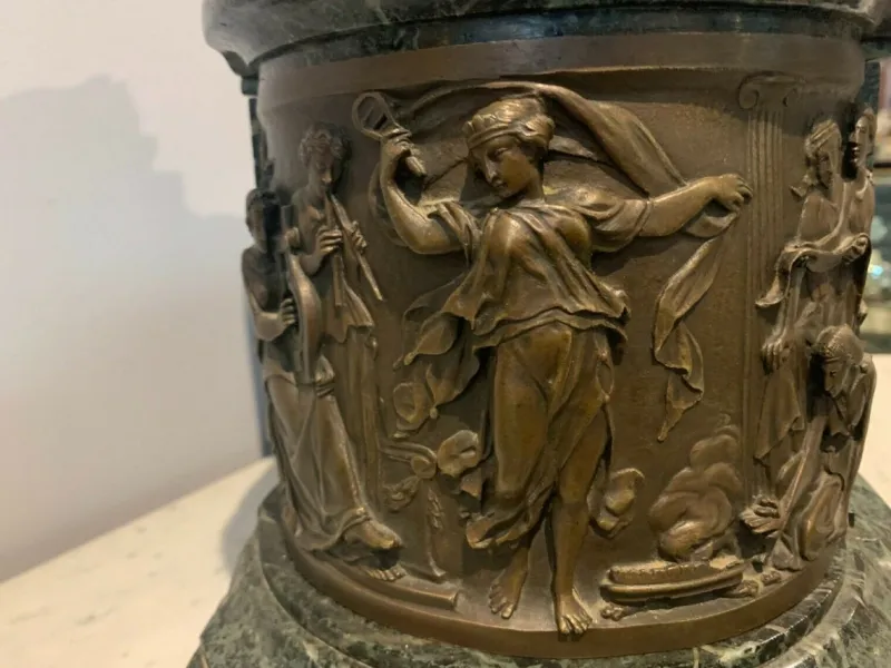 Pamono Bronze and Marble Clock by J. Feuchere for Gauthier, 19th Century> Clocks