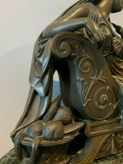 Pamono Bronze and Marble Clock by J. Feuchere for Gauthier, 19th Century><noscript><img width=