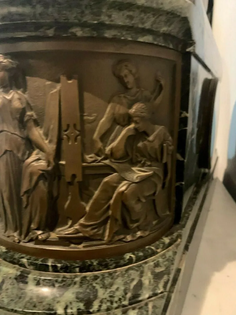 Pamono Bronze and Marble Clock by J. Feuchere for Gauthier, 19th Century> Clocks