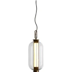 Pamono Bronze and Transparent Glass Bai T Ba Ba Pendant Lamp by Parachilna