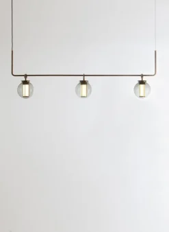 Pamono Bronze and Transparent Glass Bai T Ba Ba Pendant Lamp by Parachilna