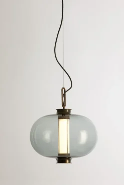 Pamono Bronze and Transparent Glass Bai T Ma Ma Pendant Lamp by Parachilna