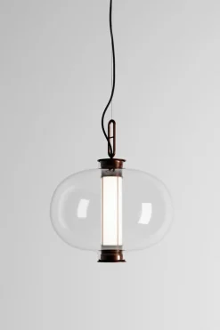 Pamono Bronze and Transparent Glass Bai T Ma Ma Pendant Lamp by Parachilna