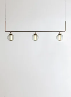 Pamono Bronze and Transparent Glass Bai T Ma Ma Pendant Lamp by Parachilna