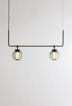Pamono Bronze and Transparent Glass Bai T Ma Ma Pendant Lamp by Parachilna