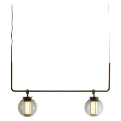Pamono Bronze and Transparent Glass Bai T Pendant II by Parachilna> Ceiling Lights
