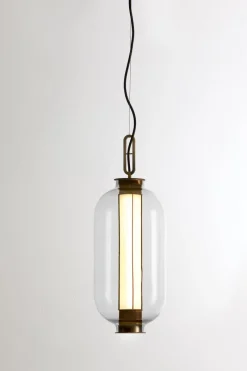 Pamono Bronze and Transparent Glass Bai T Di Di Pendant Lamp by Parachilna><noscript><img width=
