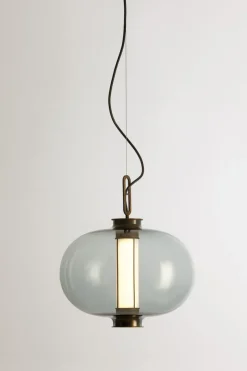 Pamono Bronze and Transparent Glass Bai T Pendant III by Parachilna><noscript><img width=