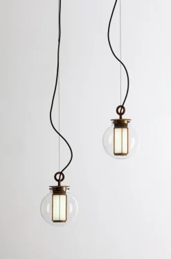 Pamono Bronze and Transparent Glass Bai T Pendant III by Parachilna><noscript><img width=