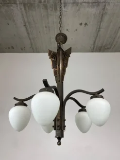 New Pamono Bronze Art Deco Hanging Lamp, 1930s