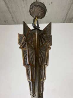 New Pamono Bronze Art Deco Hanging Lamp, 1930s