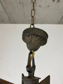 New Pamono Bronze Art Deco Hanging Lamp, 1930s