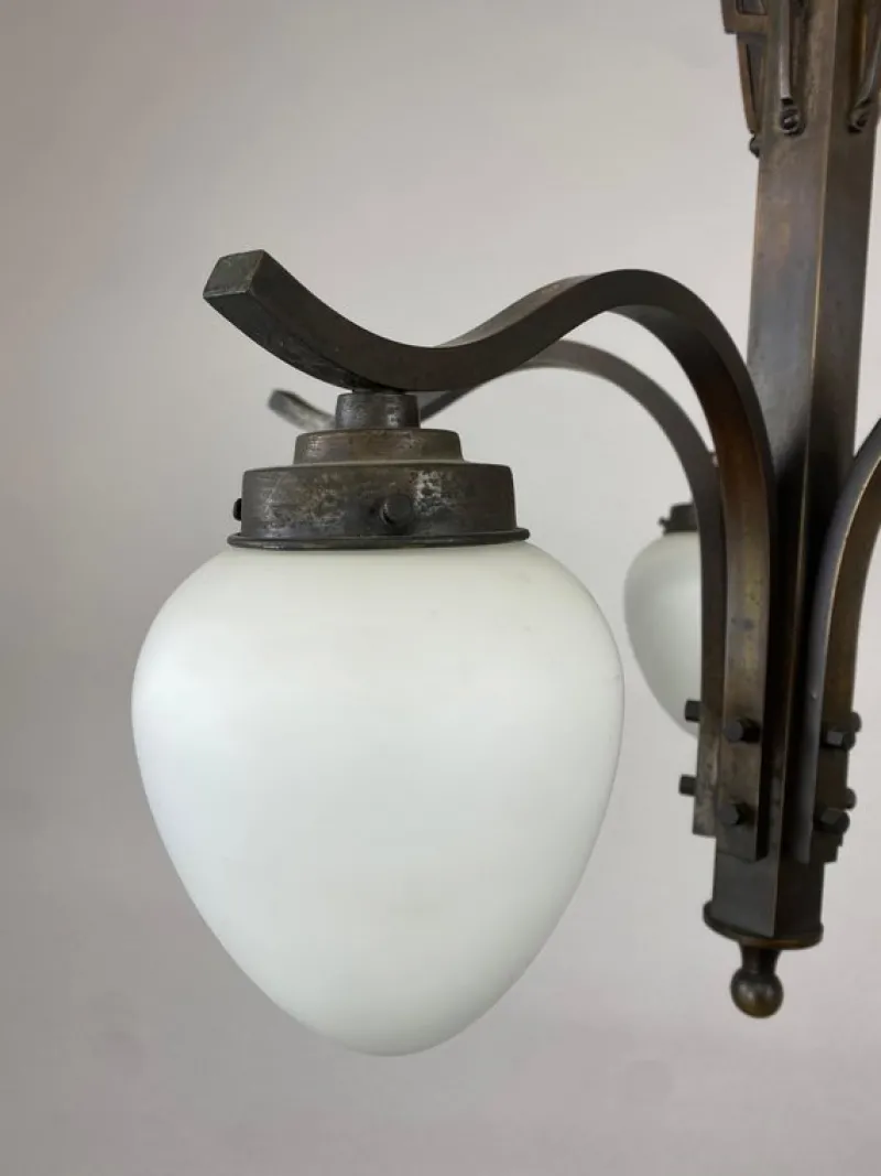 New Pamono Bronze Art Deco Hanging Lamp, 1930s