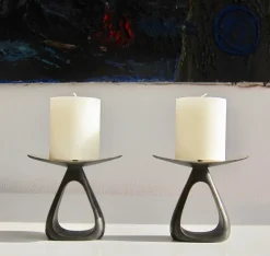Pamono Bronze Candleholders by Carl Auböck, 1960s, Set of 2> Candleholders