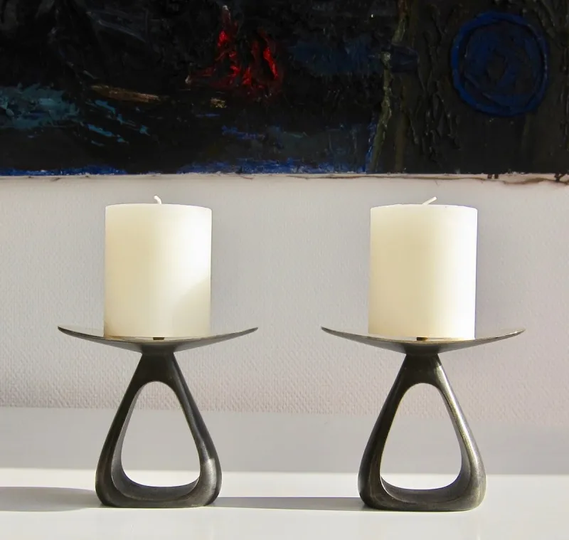 Pamono Bronze Candleholders by Carl Auböck, 1960s, Set of 2> Candleholders