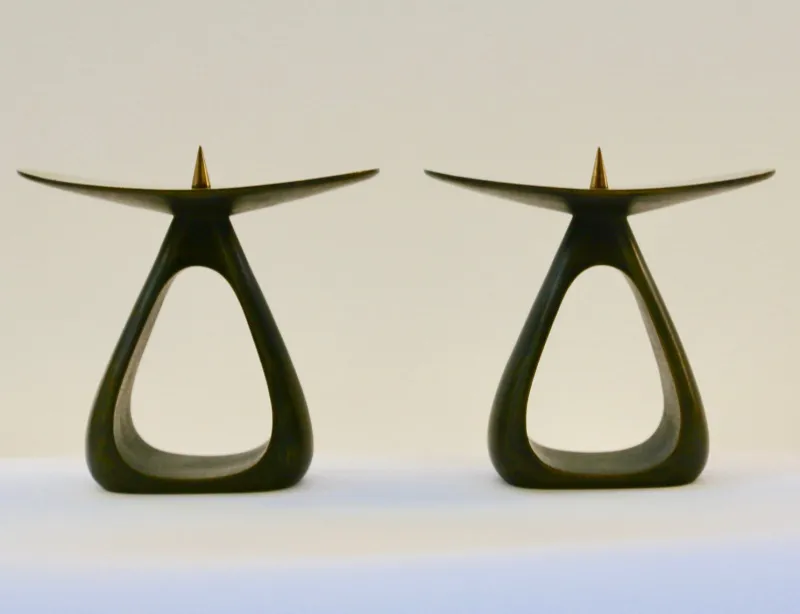 Pamono Bronze Candleholders by Carl Auböck, 1960s, Set of 2> Candleholders