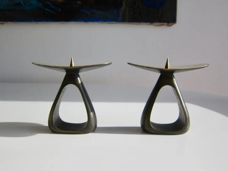 Pamono Bronze Candleholders by Carl Auböck, 1960s, Set of 2> Candleholders