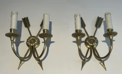 Sale Pamono Bronze Crossed Arrow Wall Lights, Set of 2