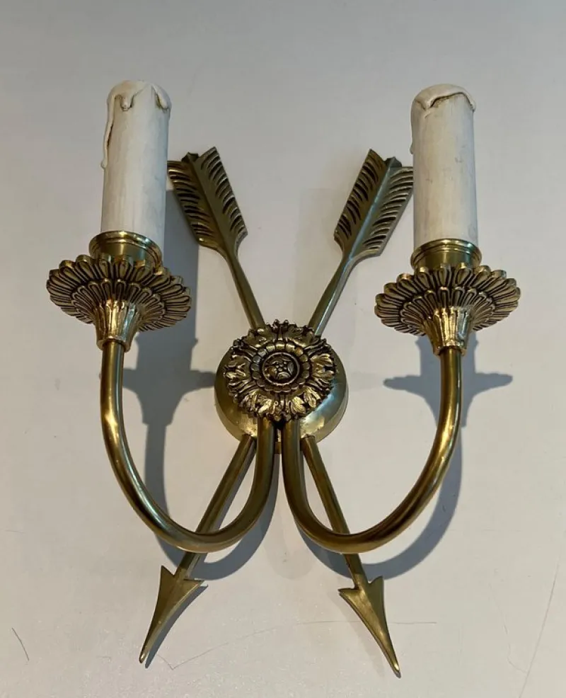 Sale Pamono Bronze Crossed Arrow Wall Lights, Set of 2