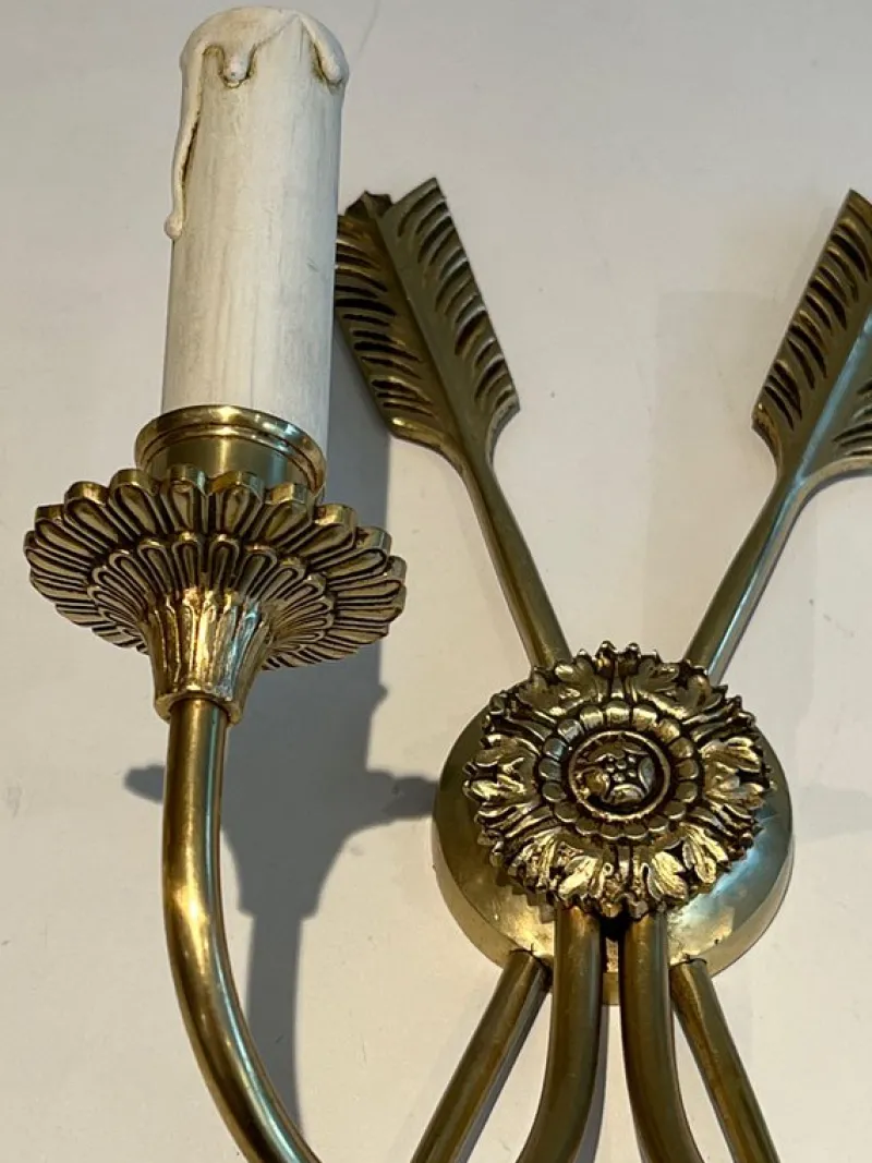 Sale Pamono Bronze Crossed Arrow Wall Lights, Set of 2
