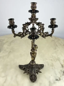 Online Pamono Bronze 5-Flame Candleholder, Italy, 1950s