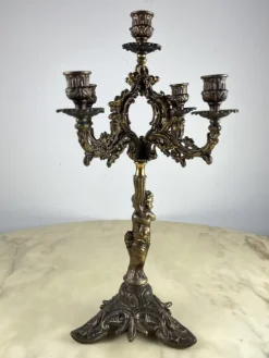 Online Pamono Bronze 5-Flame Candleholder, Italy, 1950s