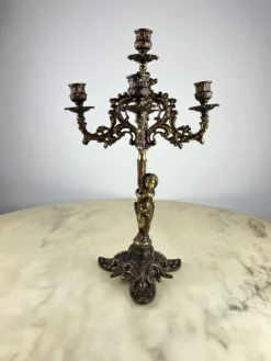 Online Pamono Bronze 5-Flame Candleholder, Italy, 1950s