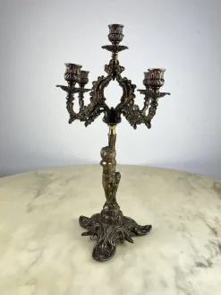Online Pamono Bronze 5-Flame Candleholder, Italy, 1950s