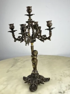 Online Pamono Bronze 5-Flame Candleholder, Italy, 1950s