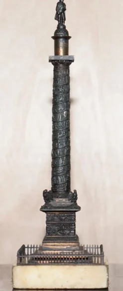 Pamono Bronze Grand Tour Statue of Place Vendome Column with Napoleon on Marble Base, 1860s> Pedestals And Columns