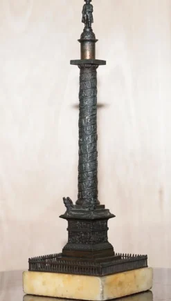 Pamono Bronze Grand Tour Statue of Place Vendome Column with Napoleon on Marble Base, 1860s><noscript><img width=