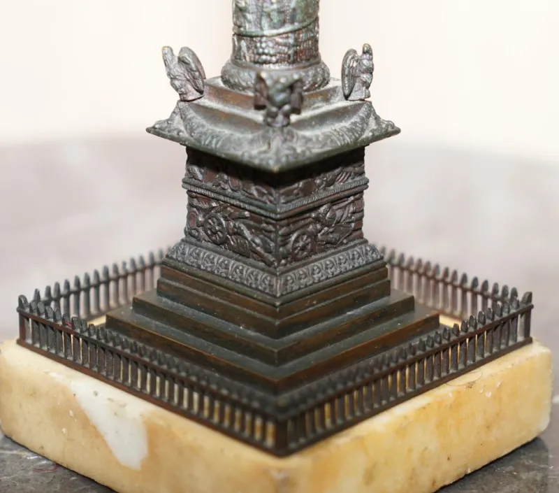 Pamono Bronze Grand Tour Statue of Place Vendome Column with Napoleon on Marble Base, 1860s> Pedestals And Columns