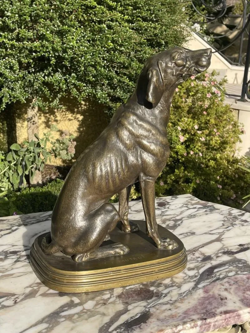 Pamono Bronze Hunting Dog by Ferdinand Pautrot> Sculpture