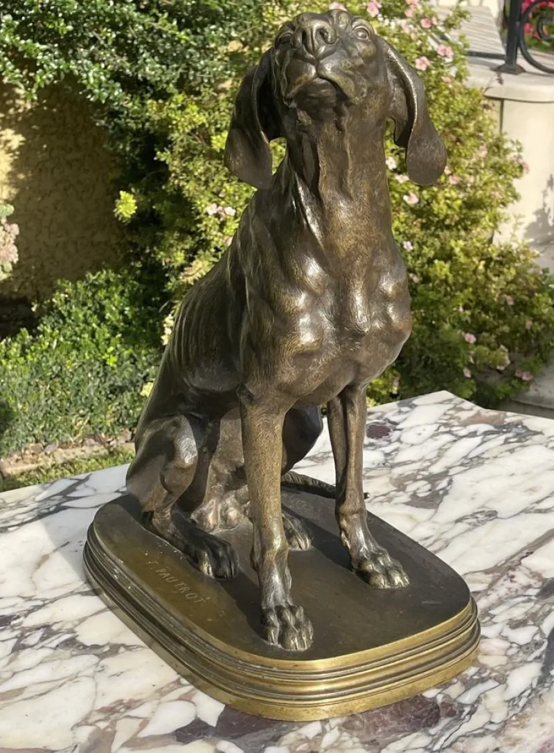 Pamono Bronze Hunting Dog by Ferdinand Pautrot> Sculpture