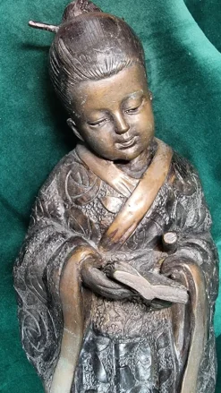 Pamono Bronze Japanese Geisha Sculpture><noscript><img width=