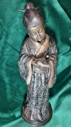 Pamono Bronze Japanese Geisha Sculpture><noscript><img width=