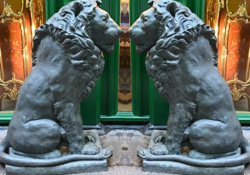 Pamono Bronze Lion Gatekeeper Statues of Medici Lions, Set of 2> Garden Accessories