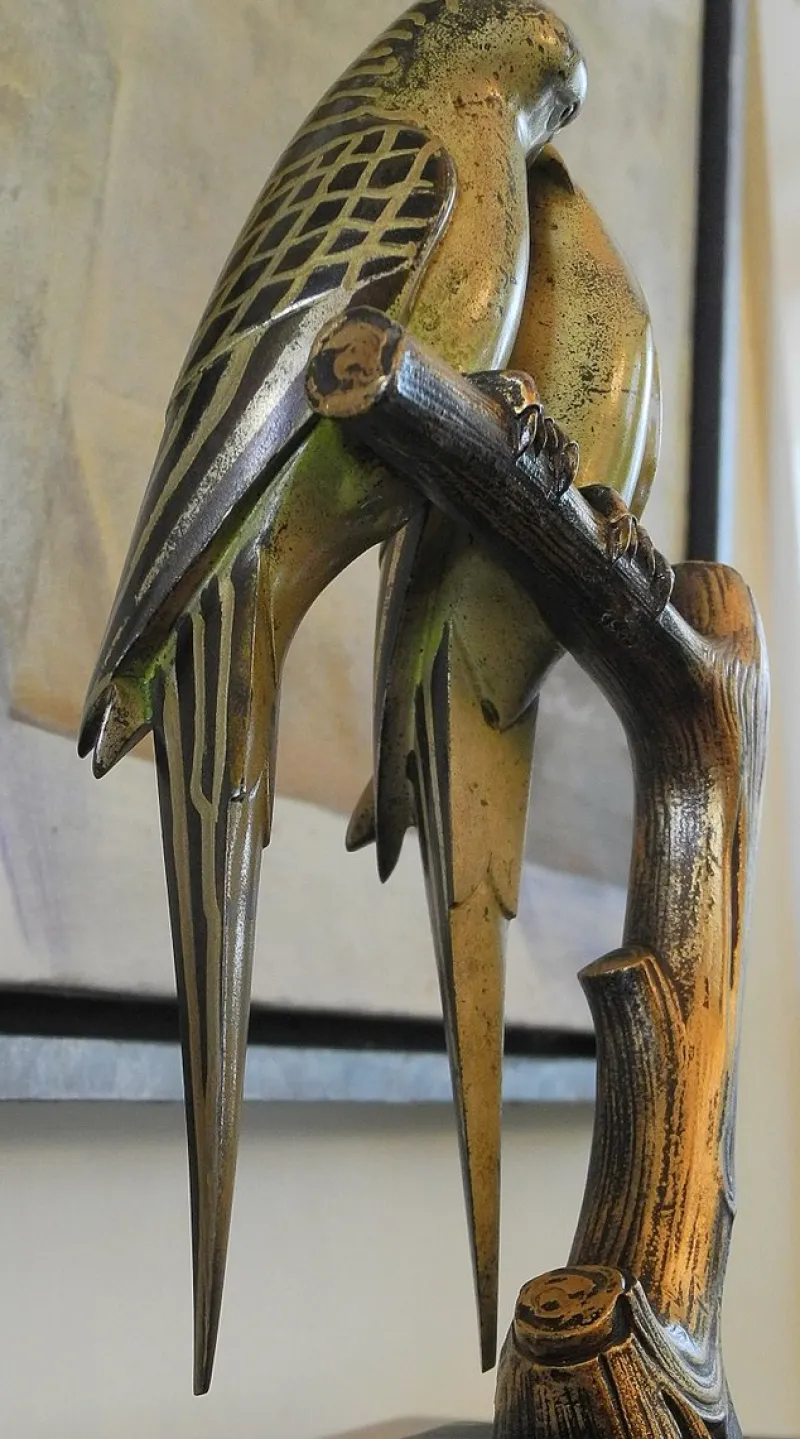 Online Pamono Bronze Sculpture of Lovebirds on Marble Base by Paul Marec