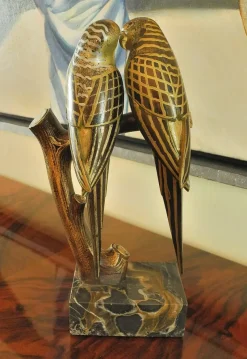 Online Pamono Bronze Sculpture of Lovebirds on Marble Base by Paul Marec