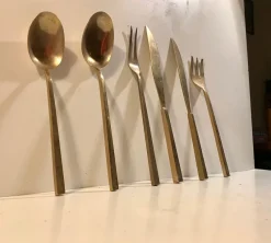 Pamono Bronze Serving Set by Sigvard Bernadotte for Scanline, 1950s, Set of 6><noscript><img width=