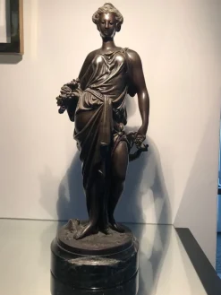 Pamono Bronze Statue with Black Marble Base by Auguste Moreau, 19th Century><noscript><img width=