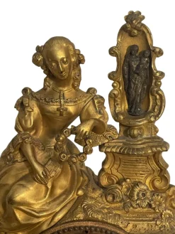 Pamono Bronze Table Clock, France, 19th Century><noscript><img width=