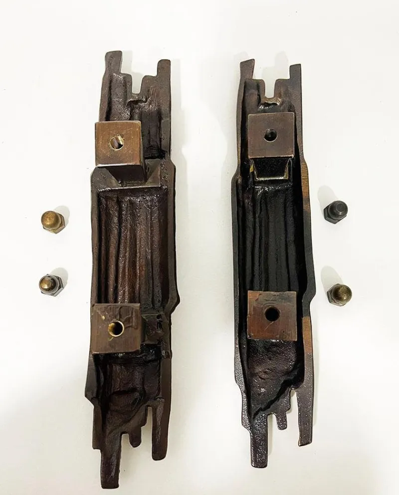Online Pamono Bronze Tree Bark Push-and-Pull Door Handles, 1970s, Set of 2