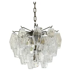 Pamono Bronzed Chandelier with Poliedri Murano Glass by Simoeng> Ceiling Lights