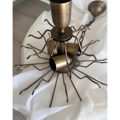 Pamono Bronzed Chandelier with Poliedri Murano Glass by Simoeng><noscript><img width=